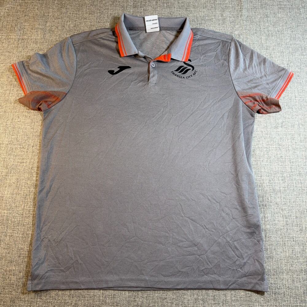 Swansea City AFC Joma Travel Polo Shirt Mens L Gray Orange Soccer Football